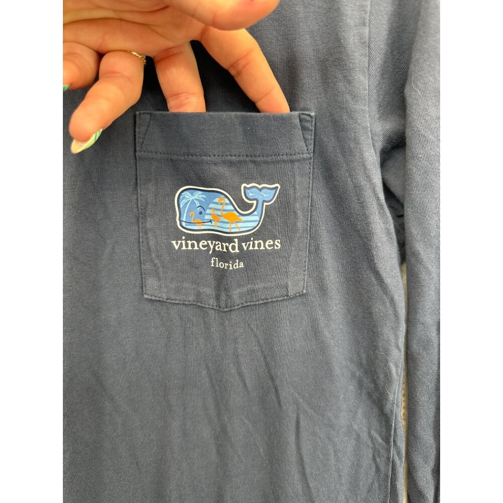 Vineyard Vines Adult TShirt Sz XS LS CrewNeck Jersey Knit Navy Blue Florida Logo - Picture 7 of 16